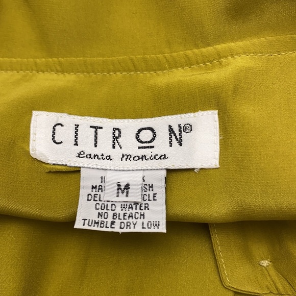 Citron Silk Lime Button Down Shirt M - Picture 6 of 6